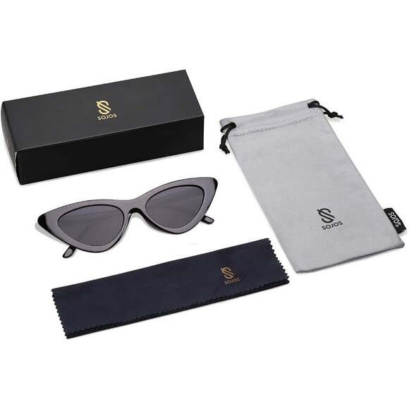 ❤️Women Black Retro Vintage Narrow Sunglasses Clout Goggles Plastic Frame Cardi - Picture 5 of 5